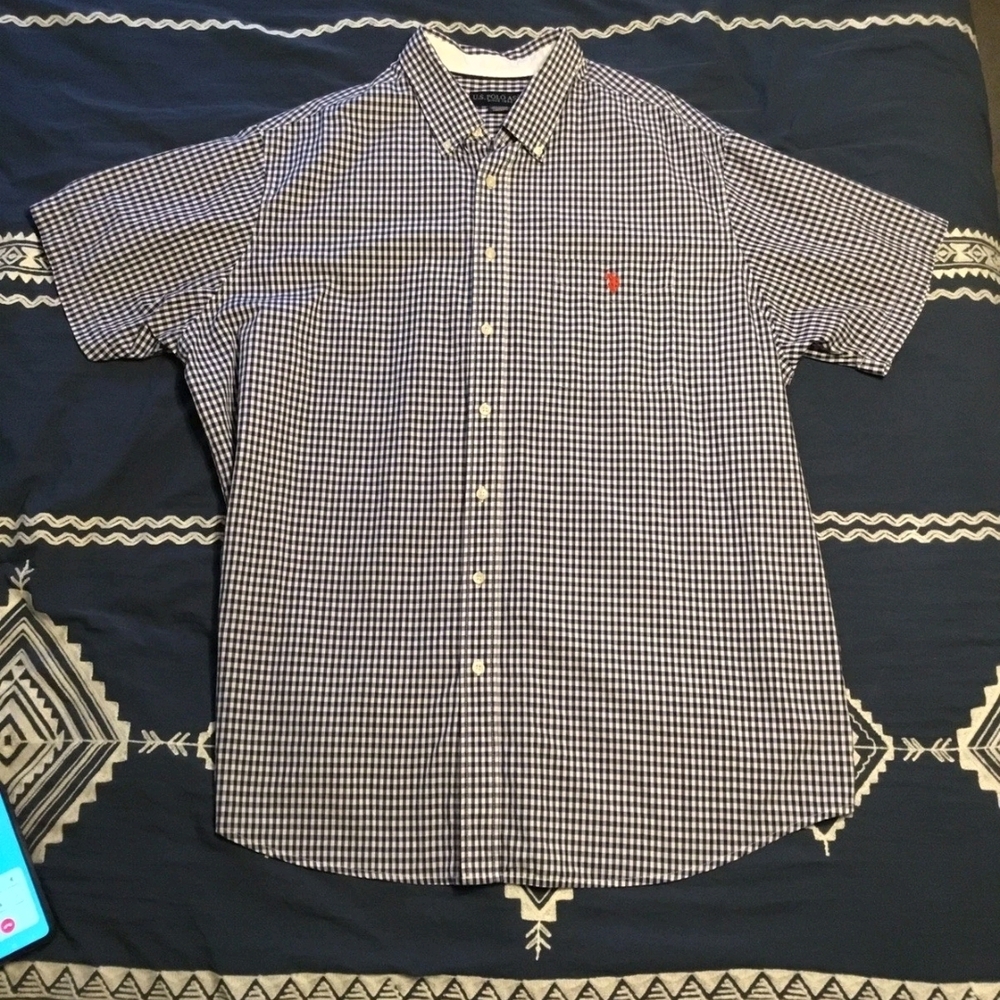 U.S. Polo Assn. Navy and White Checkered Shirt
